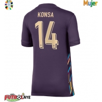 Camiseta Inglaterra Ezri Konsa #14 Visitante Equipación para mujer Eurocopa 2024 manga corta